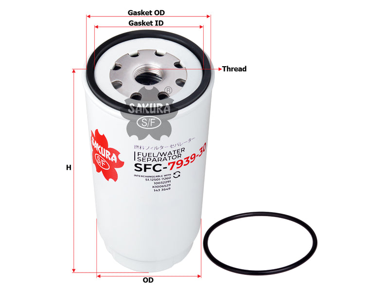 Fuel/Water Separator (Spin-On), SAKURA, 1000053557, SFC-7939-30, DAF (123669)