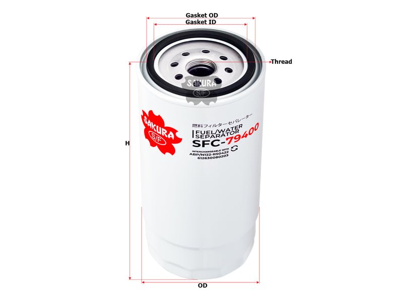 Fuel/Water Separator (Spin-On), SAKURA, ABP/N122-R50422, SFC-79400, SHAANXI (124419)
