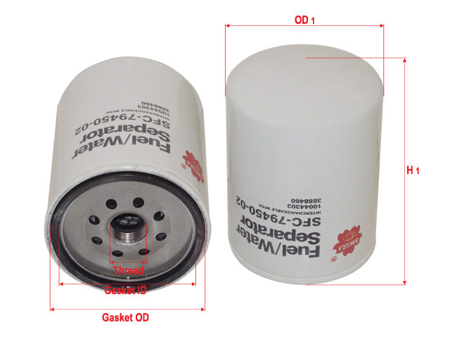 Fuel/Water Separator (Spin-On), SAKURA, 10044303, SFC-79450-02, LIEBHERR (126490)