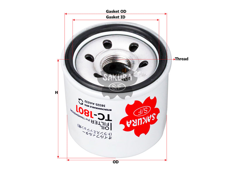SAKURA,, Oil Filter (Spin-On), 38325-AA032, TC-1801, SUBARU