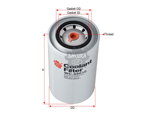 SAKURA,, Coolant Filter (Spin-On), LV52V01002P1, WC-56010, KOMATSU