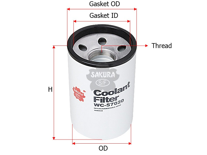 SAKURA,, Coolant Filter (Spin-On), 3680434, WC-57020, FREIGHTLINER