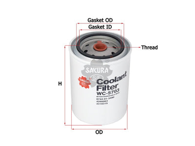 SAKURA,, Coolant Filter (Spin-On), 7225997, WC-5703, CASE