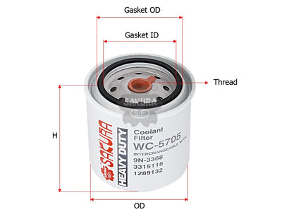 SAKURA,, Coolant Filter (Spin-On), 4521006, WC-5705, CATERPILLAR