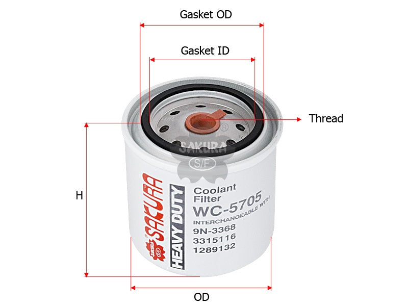 SAKURA,, Coolant Filter (Spin-On), 4521006, WC-5705, CATERPILLAR
