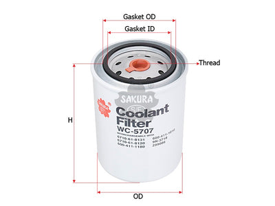 SAKURA,, Coolant Filter (Spin-On), 28043, WC-5707, CATERPILLAR