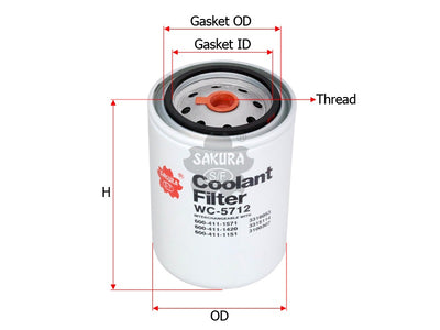 SAKURA,, Coolant Filter (Spin-On), 2910551, WC-5712, LIUGONG