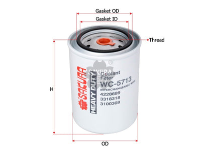 SAKURA,, Coolant Filter (Spin-On), 4521005, WC-5713, CASE
