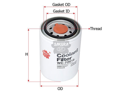 SAKURA,, Coolant Filter (Spin-On), 50 00 133 551, WC-72010, MACK