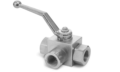 SBBT-08 | 1/2" 3-Way Block Body Dual Port, Threaded Ball Valve - DP 316 Stainless (102099)