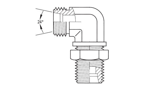 SS-5042L-35 | 35 mm tube (M45x2.0 thread) 90Â° DIN Bulkhead Union Elbow (096643)