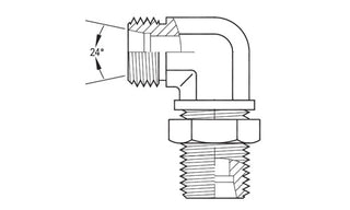 เอสเอส-5042L-28 | ท่อ 28 มม. (เกลียว M36x2.0) ข้องอยูเนี่ยนกั้น DIN 90° (097492)