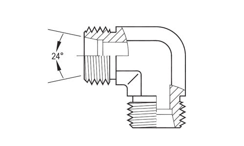 SS-5055S-06 | ท่อ 06 มม. (เกลียว M14x1.5) ข้องอ DIN Union 90° (090974)