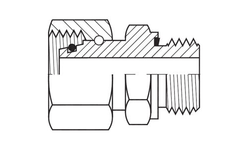 SS-5302S-06-04 | 06 mm tube (M14x1.5 thread) Female DIN Swivel X 1/4" Male BSPP ES Seal (091376)