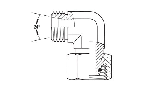 เอสเอส-5360S-06 | ท่อ 06 มม. (เกลียว M14x1.5) 90Â° DIN X ข้องอ DIN ตัวเมีย (091505)