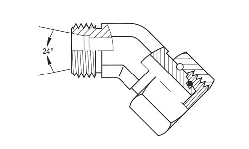 SS-5362S-10 | 10 mm tube (M18x1.5 thread) 45Â° Male DIN X Female DIN Swivel Elbow (091527)