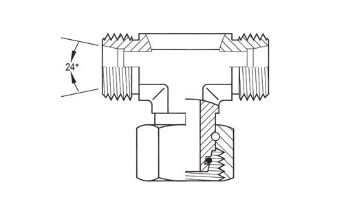 SS-5387L-35 | 35 mm tube (M45x2.0 thread) Female DIN Swivel Branch Tee (091563)