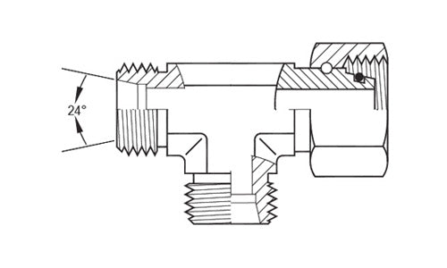 SS-5390S-38 | 38 mm tube (M52x2.0 thread) DIN Swivel Run Tee (091594)