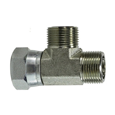 SS-FS6602-16-16-16 - ทีรันสแตนเลส ตัวผู้ ORFS 1" x เกลียวตัวเมีย ORFS 1" แบบหมุน x 1" ตัวผู้ ORFS (085991)