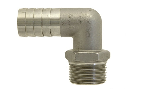 SS-HB-MP90-08-08| 1/2" Hose x 1/2" NPT Male Pipe Rigid 90Â°- Stainless Hose Barb (101867)