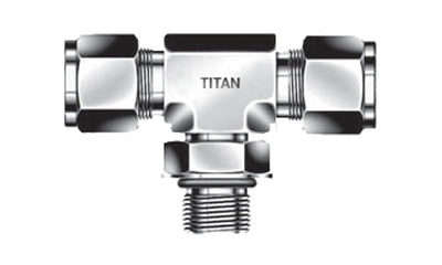TBS-04-04 - 1/4" Tube x 1/4" Adj. Male SAE Branch Tee - 316 Stainless (096093)