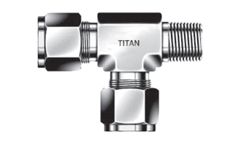 TRM-04-04N - 1/4" Tube x 1/4" Male NPT Run Tee - 316 Stainless (096114)
