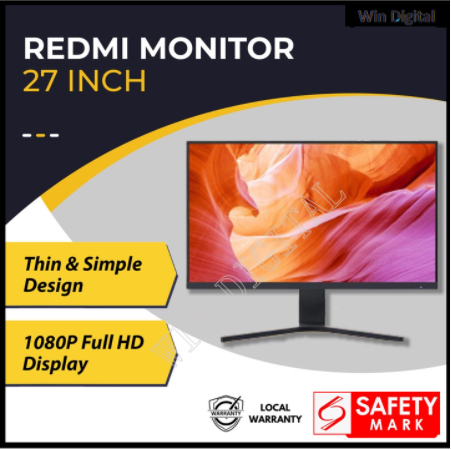 Xiaomi Redmi Monitor 27 Inch Screen 60Hz High Refresh Rate 1920x1080 Resolution Full HD 100 sRGB Low Blue Light