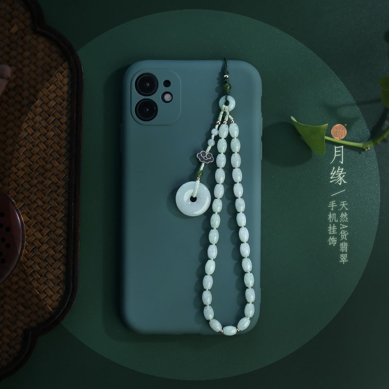 แร่ดิบธรรมชาติหยกพม่าสินค้า Xiaomi ลูกปัด HAND-ทอห่วงโซ่โทรศัพท์มือถือสายรัดข้อมือลูกปัดของแท้ผลิตภัณฑ์
