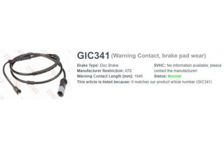 Wire-Sensor Gic, TRW, 34 35 6 792 292, 341, BMW (071523)