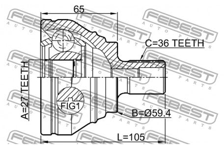 FEBEST CV Joint 1K0 407 311 J 2310-B6 AUDI