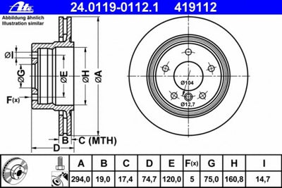 Rotor Disc, ATE, 34 21 6 794 303, 24.0119-0112.1, BMW (072084)