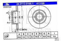 Rotor Disc, ATE, 895615301, 24.0113-0166.1, AUDI (062357)