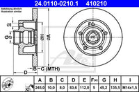 Rotor Disc, ATE, 8D0615301B, 24.0110-0210.1, AUDI (067265)