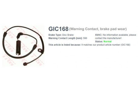 Wire-Sensor, TRW, 34 35 1 164 371, GIC168, BMW (076751)