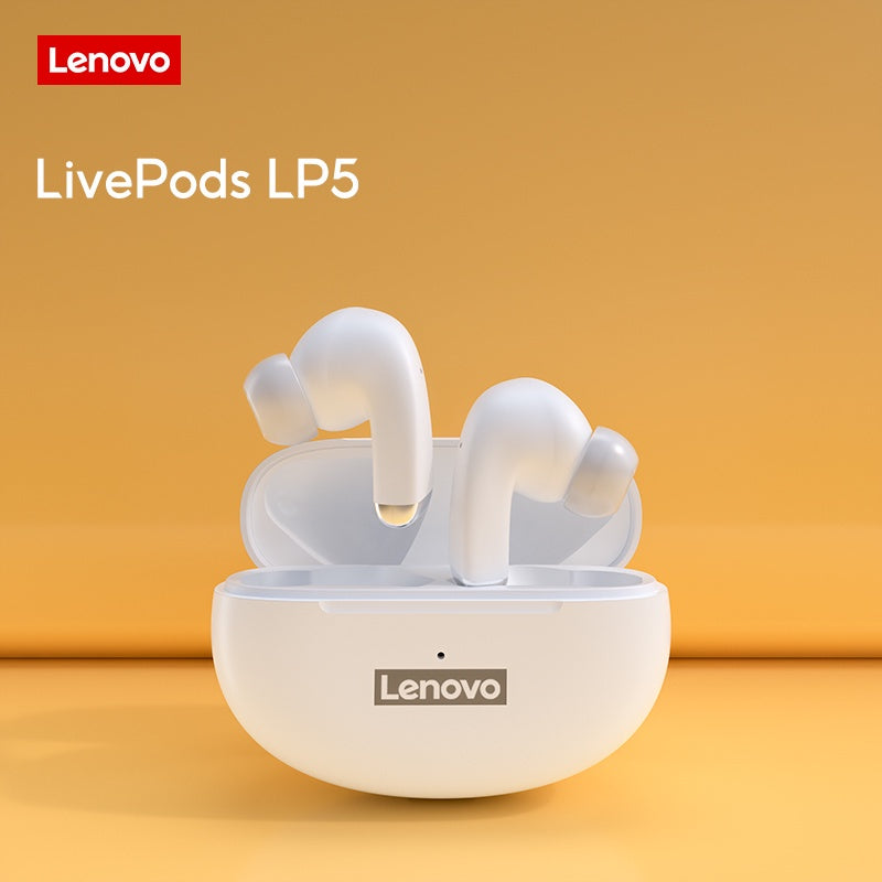 Lenovo LP5 TWS หูฟังบลูทูธพร้อมไมโครโฟน 9D หูฟังไร้สายสเตอริโอ IPX5 กันน้ำกีฬาชุดหูฟังบลูทูธสำหรับ IOS Androids