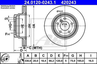 Rotor Disc, ATE, 34 21 6 864 899, 24.0120-0243.1, BMW (077126)