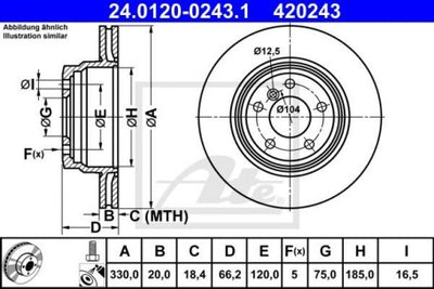 Rotor Disc, ATE, 34 21 6 864 899, 24.0120-0243.1, BMW (077126)