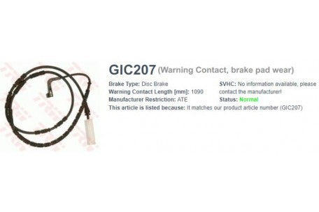Wire-Sensor, TRW, 34 35 6 762 253, GIC207, BENTLEY (074321)