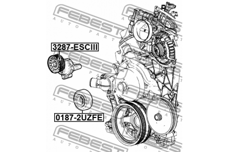 Pulley Tensioner, FEBEST, 12609719_BT, 3287-ESCIII, CADILLAC (GM) (075359)