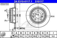Rotor Disc, ATE, 34211156668, 24.0310-0117.1, BMW (074959)
