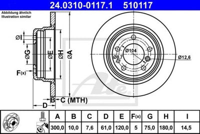 Rotor Disc, ATE, 34211156668, 24.0310-0117.1, BMW (074959)