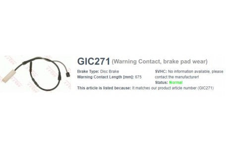 Wire-Sensor, TRW, 34 35 6 792 562, GIC271, BMW (075707)