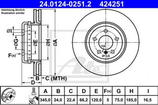 Performance Rotor Disc, ATE, 34 20 6 797 607, 24.0124-0251.2, BMW (077417)
