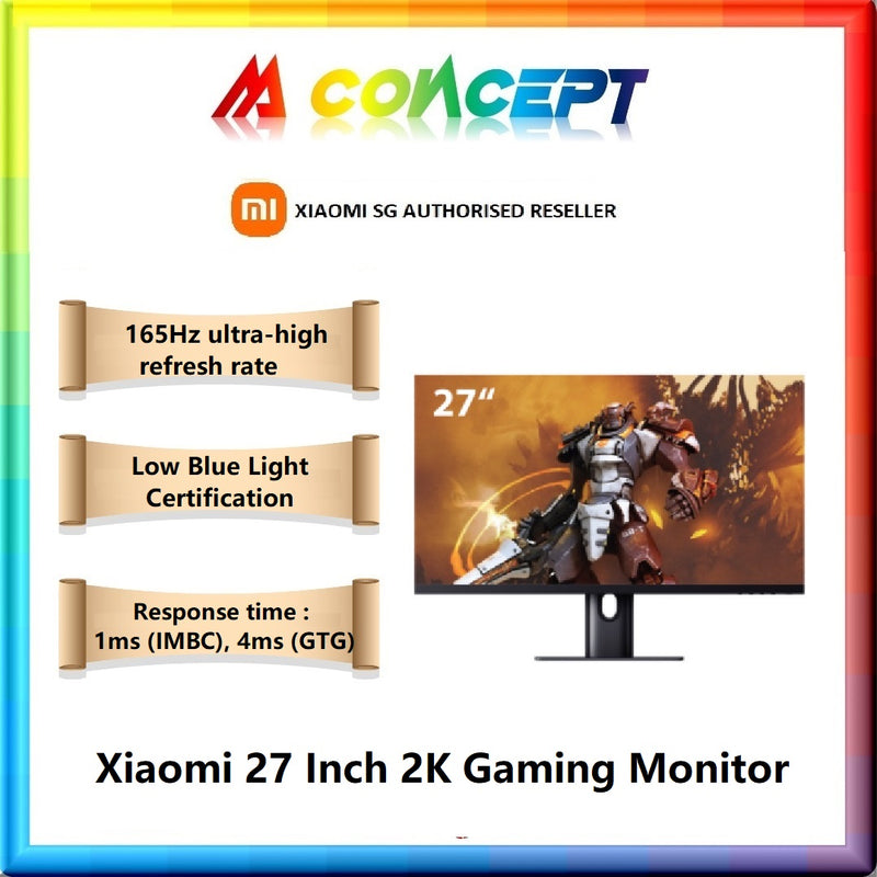 [Xiaomi] 27 Inch 2K Gaming Monitor / 165Hz /  2560 X 1440 Ultra-Clear Image / 3 Years Xiaomi Warranty