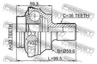 FEBEST CV Joint 1K0 598 099 2310-CCR AUDI