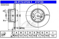 Rotor Disc, ATE, 34111158042, 24.0112-0124.1, BMW (074851)
