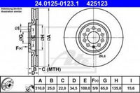 แผ่นโรเตอร์, ATE, 8L0615301, 24.0125-0123.1, AUDI (066027)