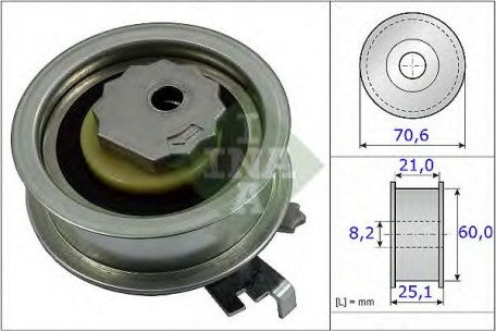 Tensioner Assembly for Belt, Part Number 531 0882, by INA, OEM 04C 109 479 J, Quantity 10, for AUDI (070150)