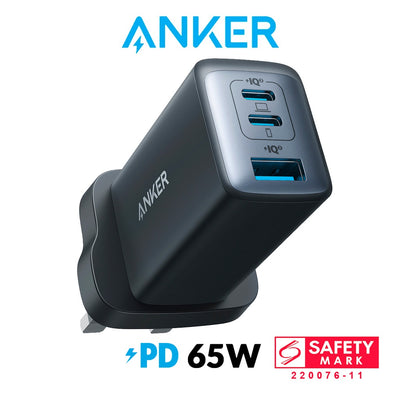 Anker 735 PowerPort III 3-Port 65W, Fast Compact Wall Charger