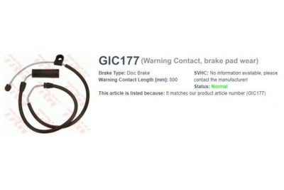 Wire-Sensor, TRW, 34 35 1 165 579, GIC177, BMW (077659)